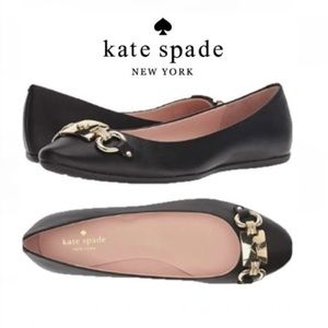 🆕 NWOT Kate Spade New York Phoebe Silver Metallic Buckle Leather Flats Shoes